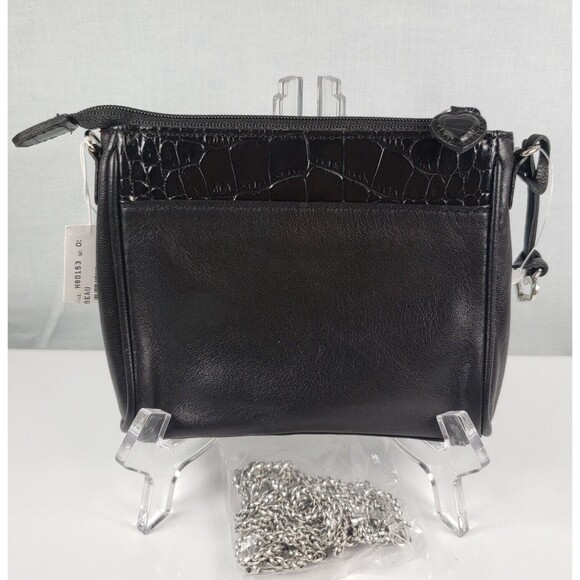 BRIGHTON Black Leather Floral Adorned BOW Small Clutch Mini  Bag - Picture 9 of 16